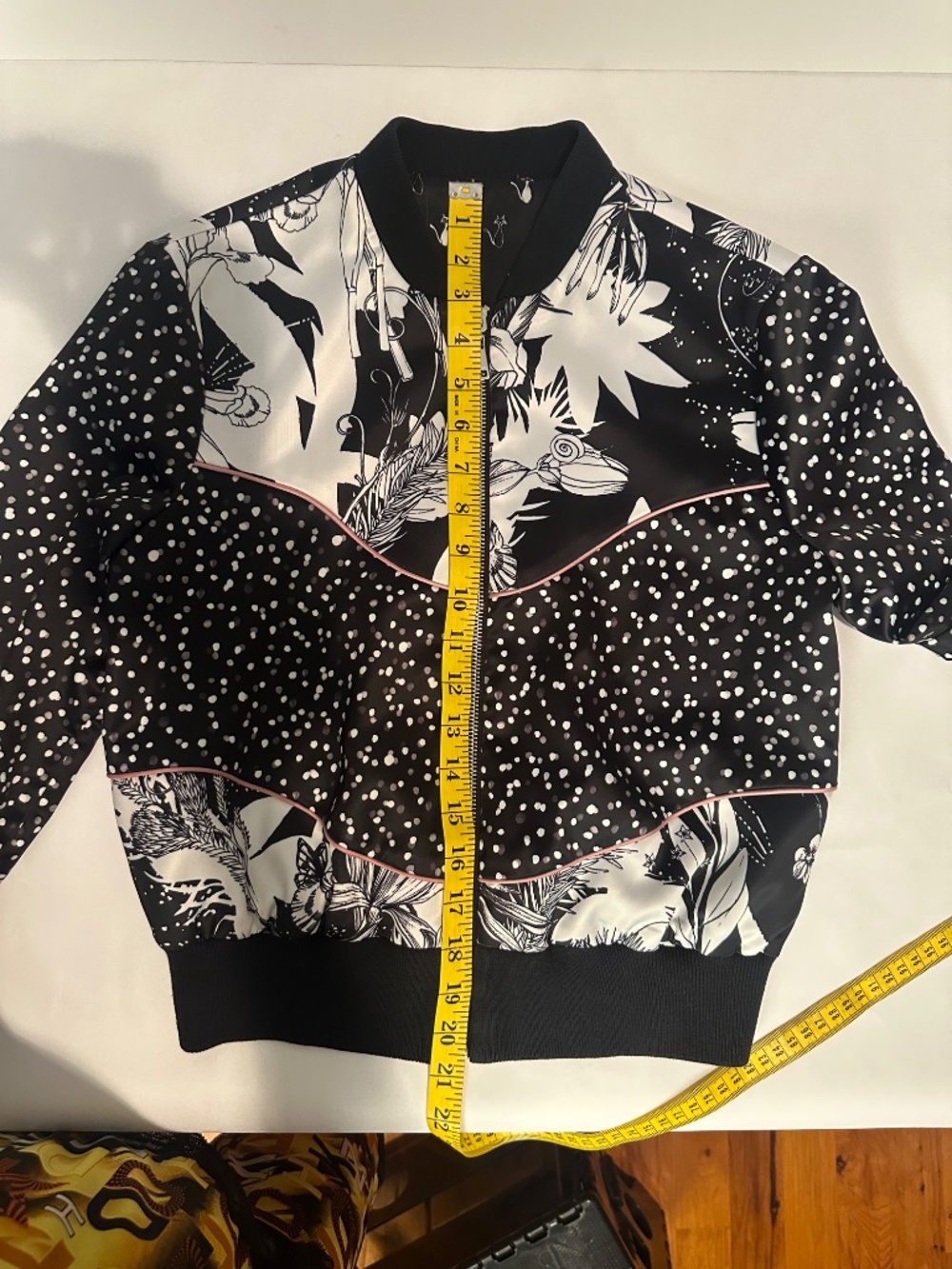 bebe Black & White Patterned Bomber Jacket - Picture 3 of 8